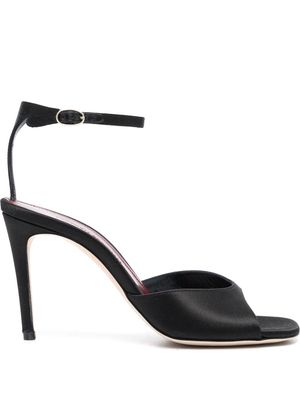Victoria Beckham open toe satin finish heeled sandals - Black