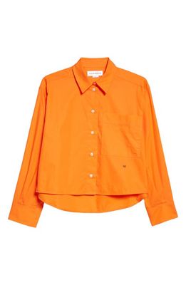 Victoria Beckham Organic Cotton Poplin Crop Button-Up Shirt in Coral