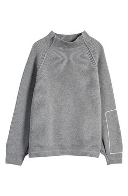 Victoria Beckham Oversize Mock Neck Wool Sweater in Grey Melange
