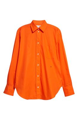Victoria Beckham Oversize Organic Cotton Poplin Button-Up Shirt in Coral