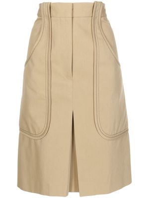 Victoria Beckham panelled inverted-pleat skirt - Neutrals