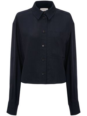 Victoria Beckham patch-pocket cropped shirt - Blue