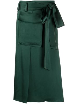 Victoria Beckham patch-pocket satin midi skirt - Green