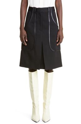 Victoria Beckham Patch Pocket Virgin Wool Midi Skirt in Black