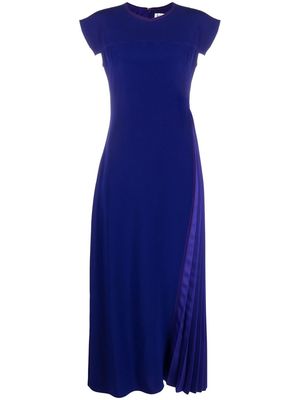 Victoria Beckham pleat-detail cap-sleeve midi dress - Purple