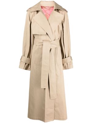 Victoria Beckham pleat-detail fluid trench coat - Neutrals