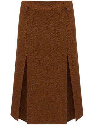 Victoria Beckham pleat-detailing virgin wool-blend skirt - Brown