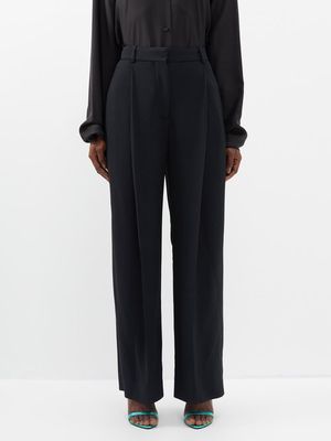 Victoria Beckham - Pleated Cady Wide-leg Trousers - Womens - Black