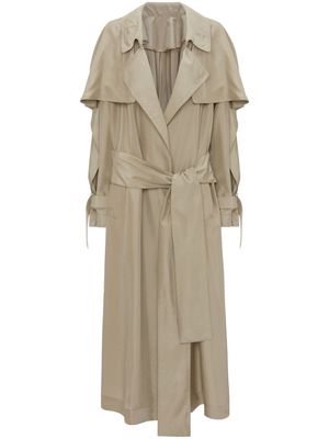 Victoria Beckham pleated draped silk trenchcoat - Neutrals