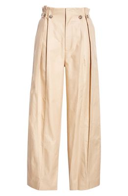 Victoria Beckham Pleated Paperbag Waist Utility Pants in Honey