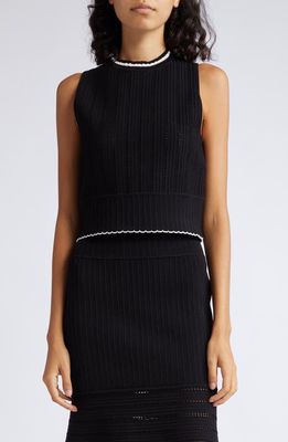 Victoria Beckham Pointelle Knit Sleeveless Top in Black