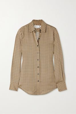 Victoria Beckham - Printed Twill Shirt - Brown