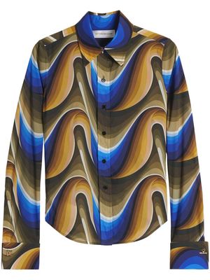 Victoria Beckham psychedelic wave-print shirt - Blue