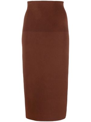 Victoria Beckham ribbed-detail high-waisted skirt - Brown