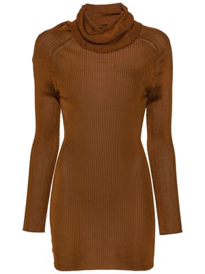 Victoria Beckham ribbed-knit longline jumper - Brown