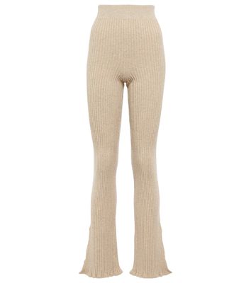 Victoria Beckham Ribbed-knit wool-blend flared pants