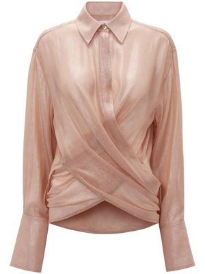 Victoria Beckham ruched-detailing long-sleeve blouse - Pink