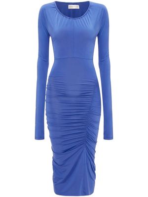 Victoria Beckham ruched long-sleeve midi dress - Blue