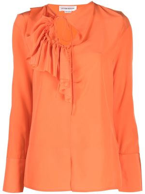 Victoria Beckham ruffled silk blouse - Orange