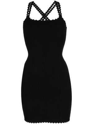 Victoria Beckham scalloped cross-strap mini dress - Black