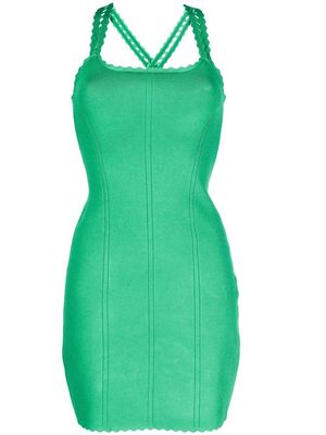 Victoria Beckham scalloped cross-strap mini dress - Green