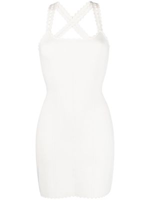 Victoria Beckham scalloped cross-strap minidress - White