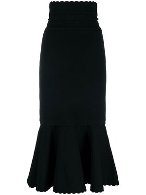Victoria Beckham scalloped flared midi skirt - Black