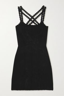 Victoria Beckham - Scalloped Knitted Mini Dress - Black