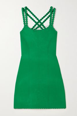 Victoria Beckham - Scalloped Knitted Mini Dress - Green