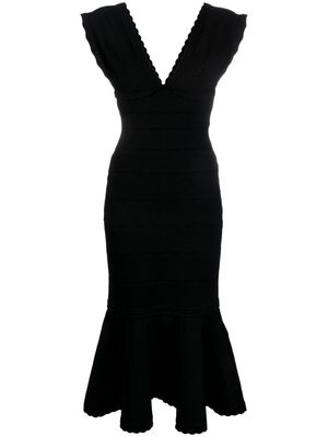 Victoria Beckham scalloped trim V-neck minidress - Black