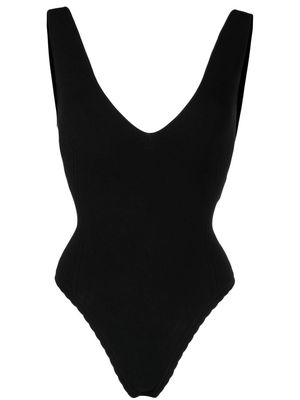 Victoria Beckham scalloped V-neck bodysuit - Black