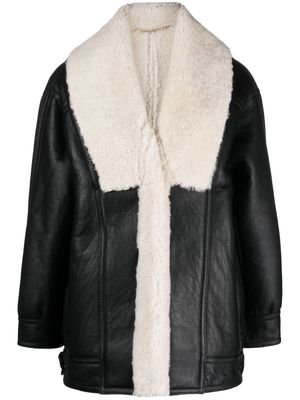 Victoria Beckham shearling-lined leather coat - Black