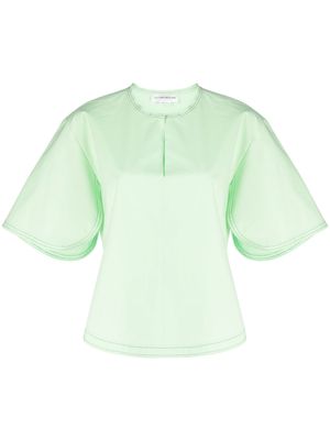 Victoria Beckham slit-sleeve cotton-blend top - Green