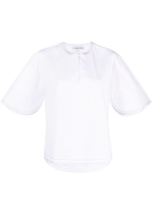 Victoria Beckham slit-sleeve organic cotton-blend top - White