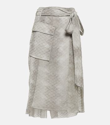 Victoria Beckham Snake-print crêpe de chine wrap skirt