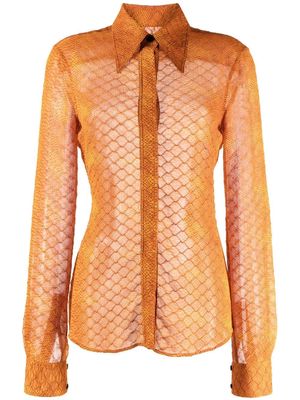 Victoria Beckham snakeskin-print shirt - Orange