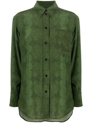 Victoria Beckham snakeskin-print silk shirt - Green