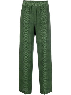 Victoria Beckham snakeskin-print straight trousers - Green