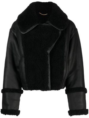 Victoria Beckham spread-collar shearling jacket - Black