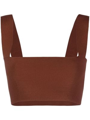 Victoria Beckham square-neck cropped top - Brown