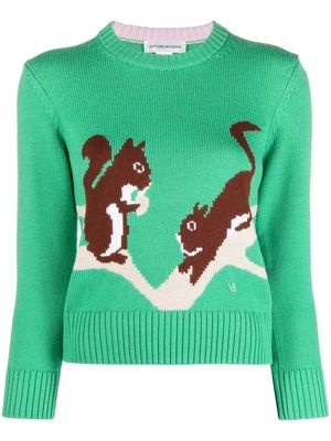 Victoria Beckham squirrel intarsia-knit jumper - Green
