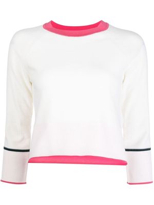 Victoria Beckham stripe-detailing knited blouse - White