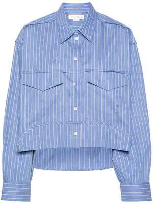 Victoria Beckham striped cotton cropped shirt - Blue