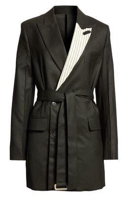 Victoria Beckham Tailored Double Breasted Long Sleeve Belted Minidress in Black