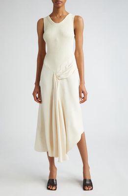 Victoria Beckham Tie Detail Sleeveless Midi Dress in Cream