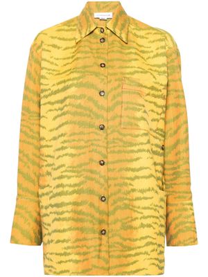 Victoria Beckham tiger-patterned twill shirt - Yellow