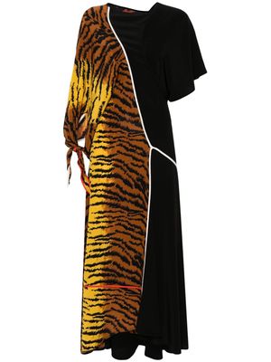 Victoria Beckham tiger-print long dress - Brown