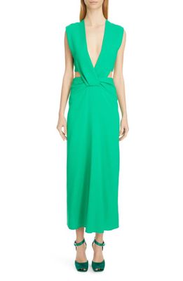 Victoria Beckham Twist Detail Cady Midi Dress in Bright Green