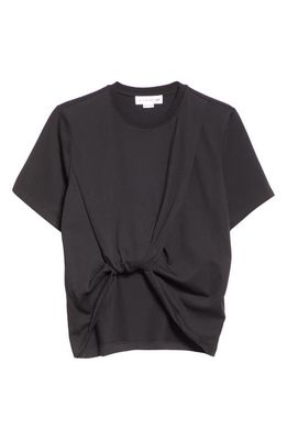 Victoria Beckham Twist Front Organic Cotton T-Shirt in Black