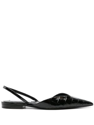 Victoria Beckham V Cut crocodile-embossed ballerina shoes - Black